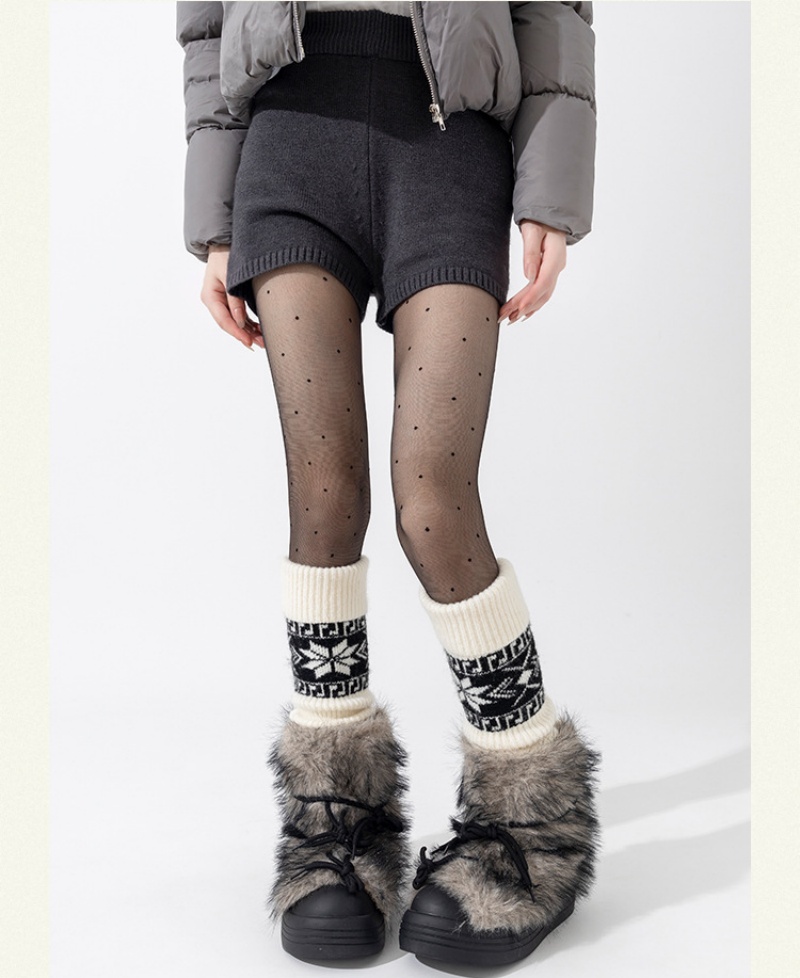 Womens Nordic Fair Isle Knit Leg Warmers Thicken Warm Knitted Foot Cover